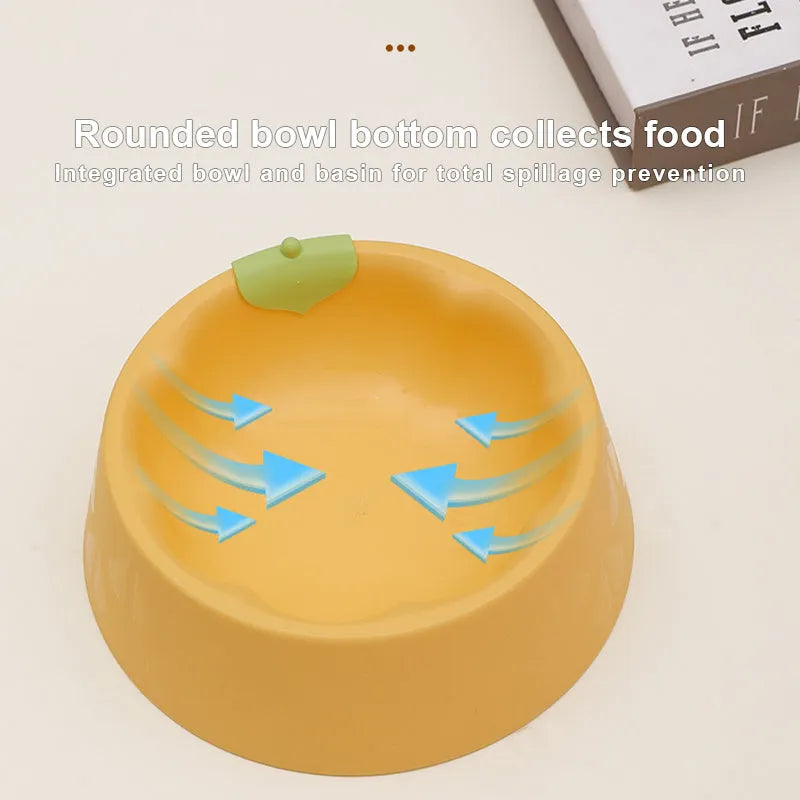 Green plastic flower-shaped double pet bowl for food and water on a white background.