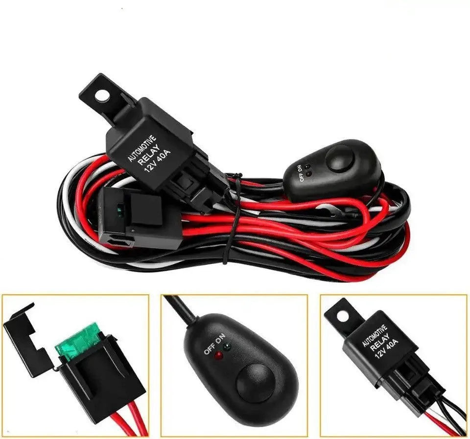 2 metre silicone automotive wiring harness for LED work lights with one-to-two splitter connections