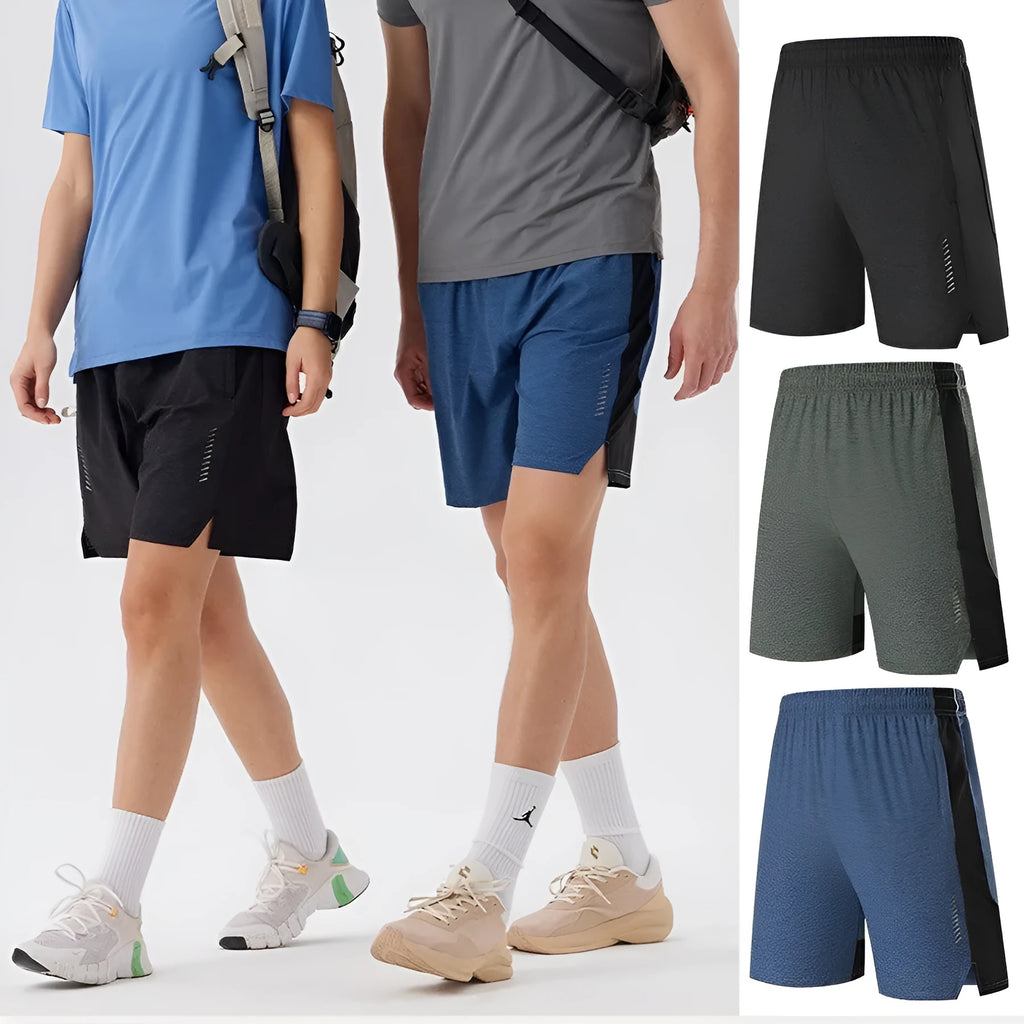 Men's five-point single layer shorts in stretch spandex fabric, forest green colour