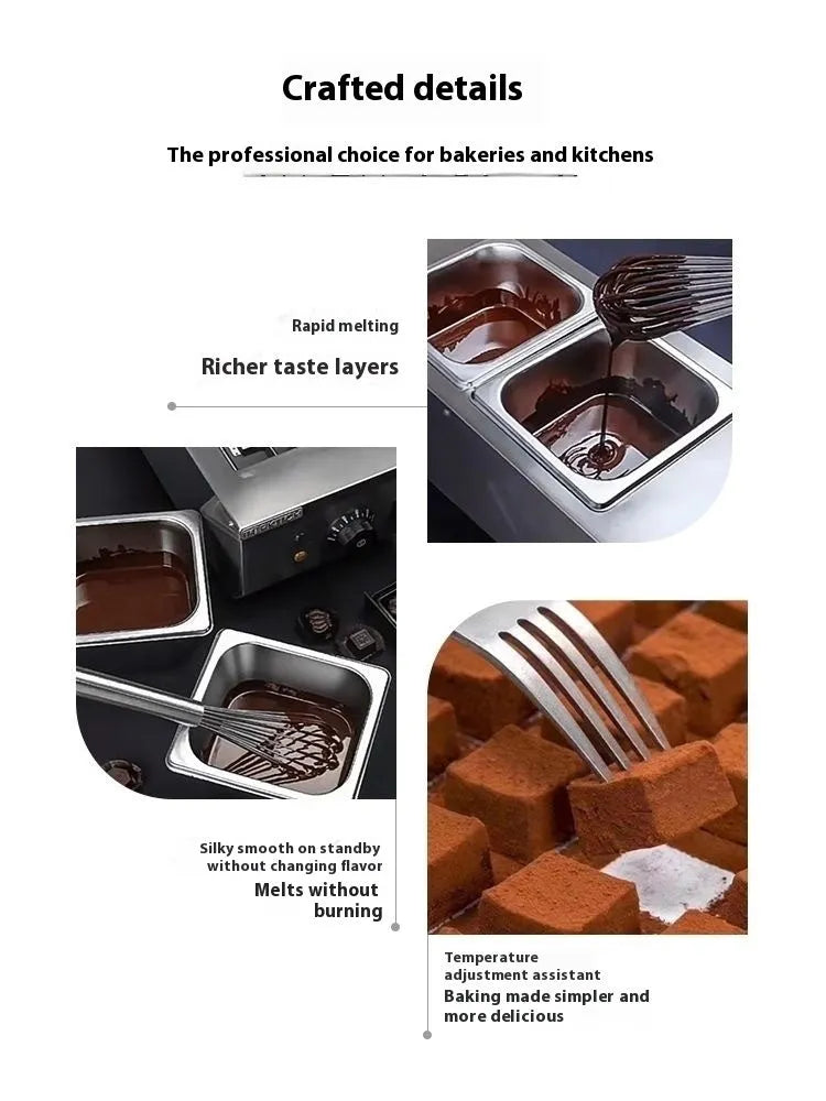 Commercial electric chocolate melting machine with temperature display and stainless steel tank