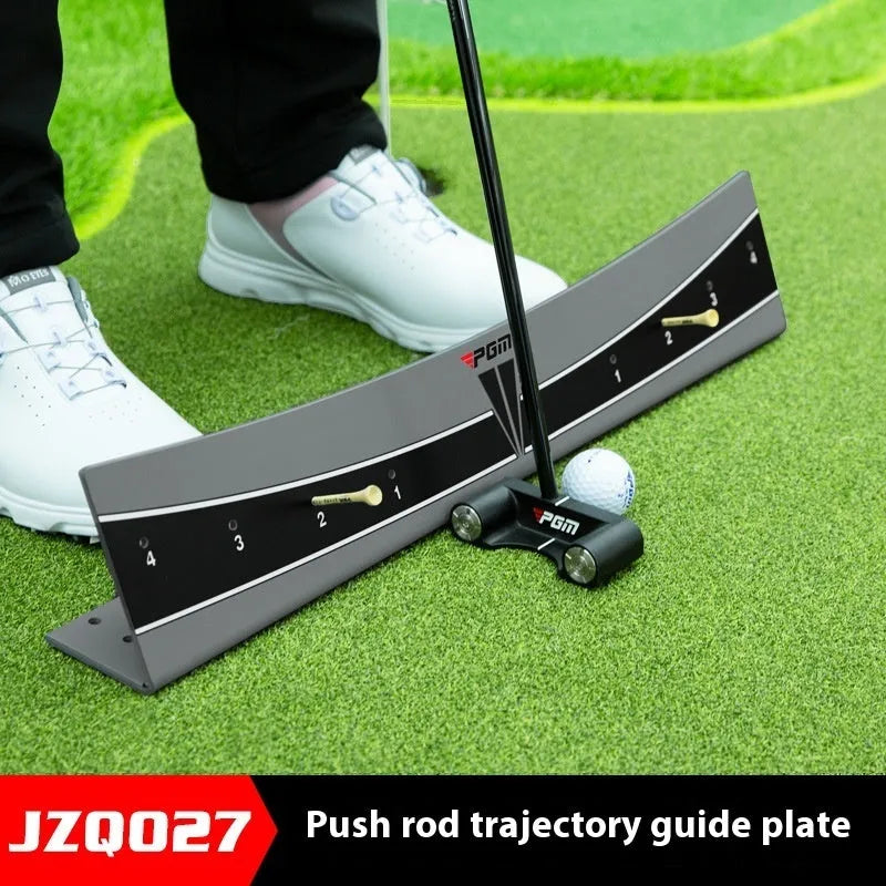Golf putter trajectory balance simulator with adjustable push rod balancer on PVC construction