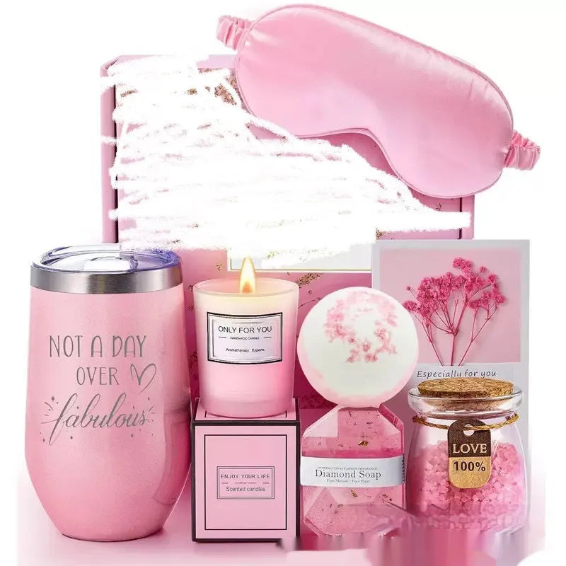 Soy wax aromatherapy candle bath set gift box in modern simplicity style, showing colour variation options