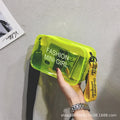 Transparent square jelly shoulder bag in hard PC material with adjustable strap and fresh sweet design