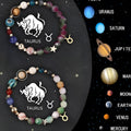 Natural stone beaded zodiac bracelets showing twelve different star sign designs