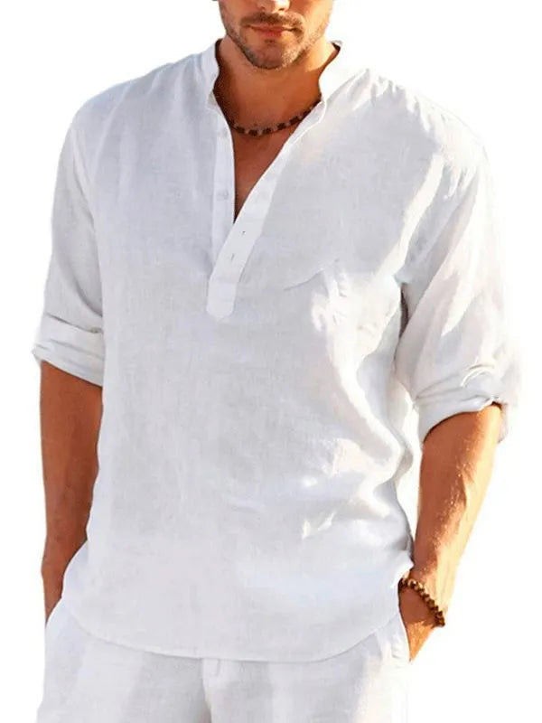 Short sleeve striped shirt in bamboo hemp fabric with European and American sizing