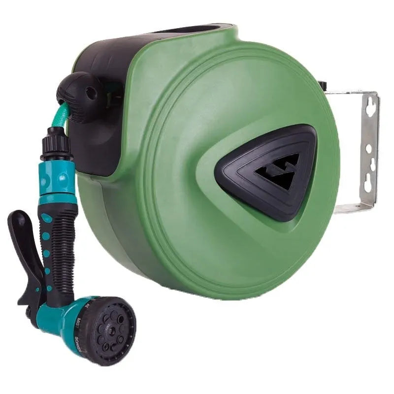 Grey automatic retractable hose reel with 10m PVC pipe for car washing and gardening