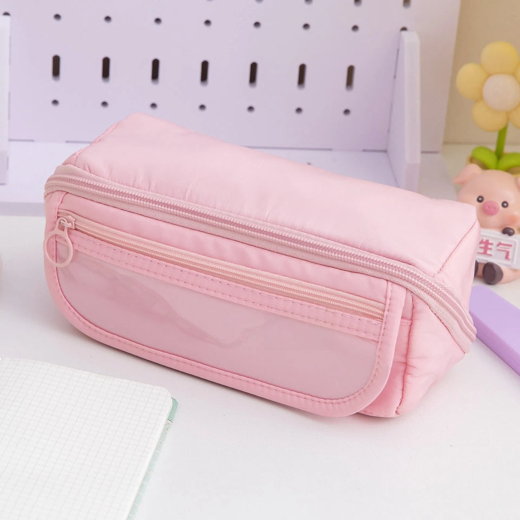 Canvas pencil case with 10-layer flip design in multiple colour options