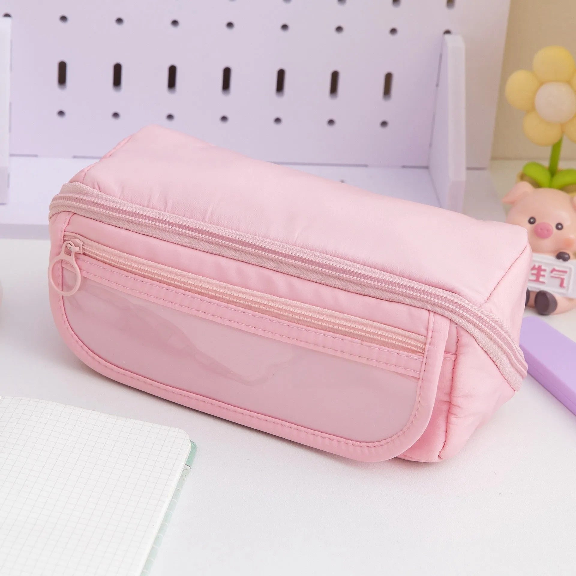 Canvas pencil case with 10-layer flip design in multiple colour options