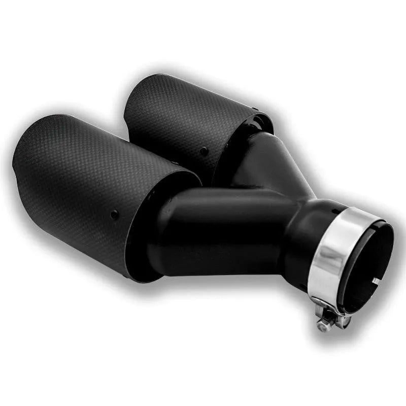 Black carbon fibre car exhaust pipe with double outlet tail nozzle, 250mm modification silencer