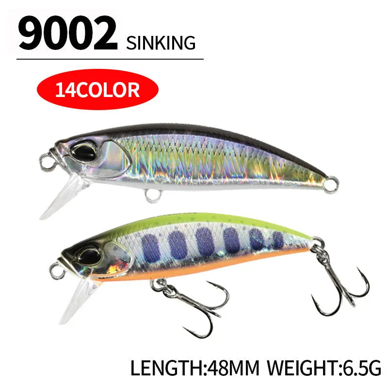 48mm Japanese submerged Mino fishing lure for mandarin fish and snakehead in multiple colour options