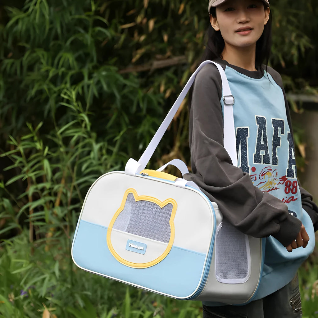 Foldable Oxford cloth cat backpack in multiple colour options for pet transportation