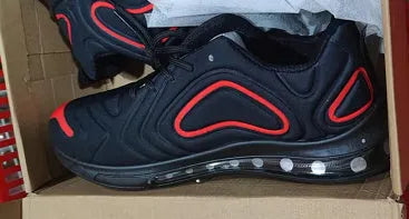 Men's black casual lace-up sneakers with thick sole and round toe design