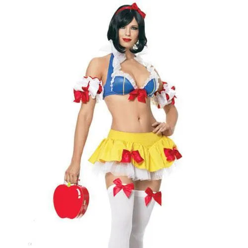 Snow White anime costume dress set with headdress, top, skirt and hand sleeves