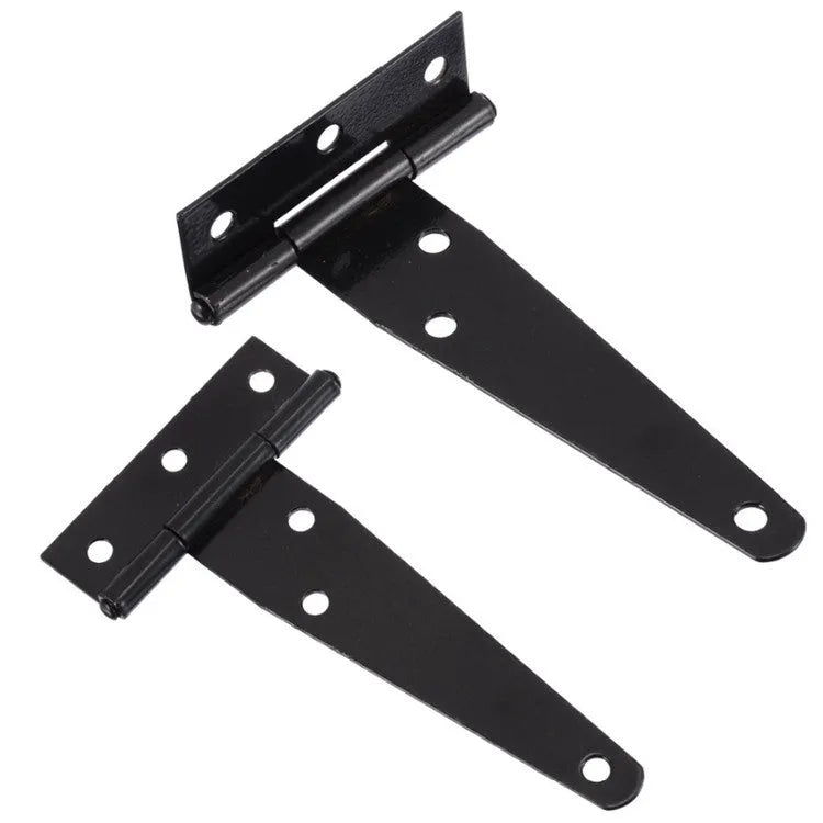 Fixed T-shaped iron hinge for wooden doors with straight arm design