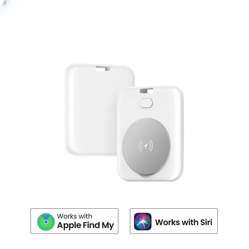 White smart anti-lost pet locator for Apple devices with tracking and alarm features