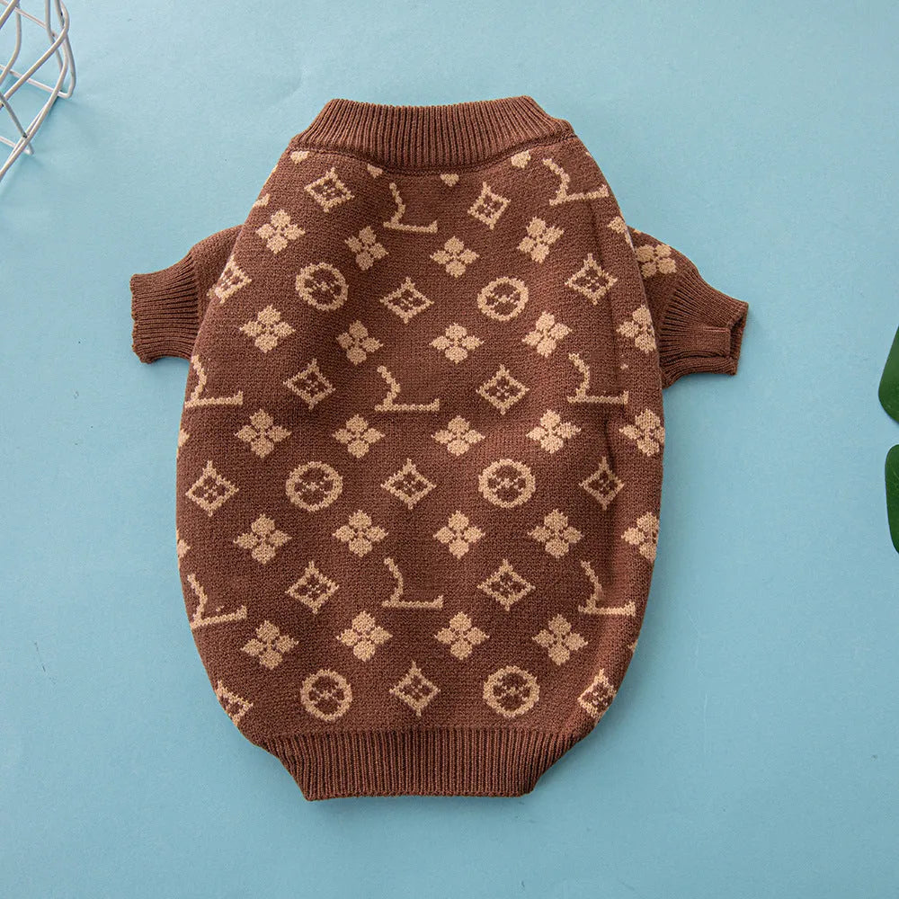 Wool blend dog sweater in European style with monochrome or two-tone colour options