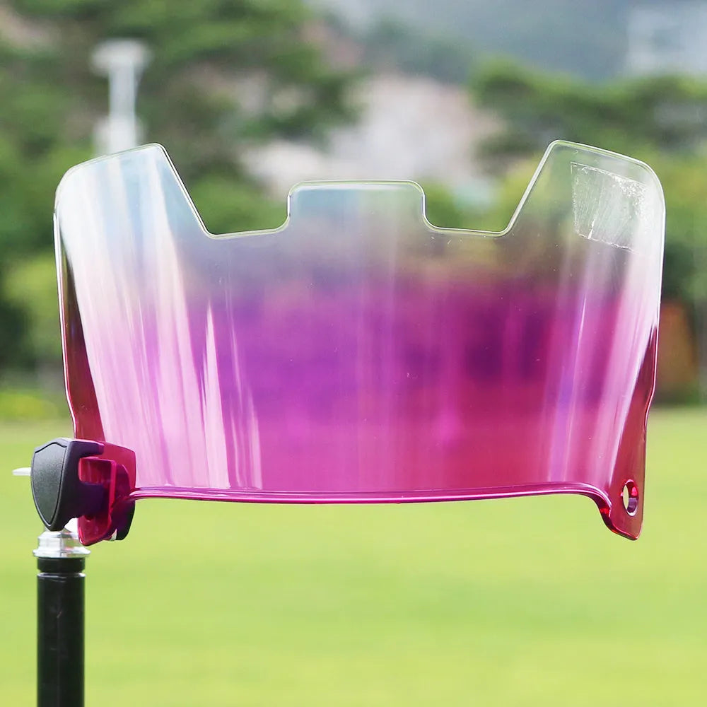 American style rugby helmet goggles in a multicolour option, showing attachment to a rugby helmet.