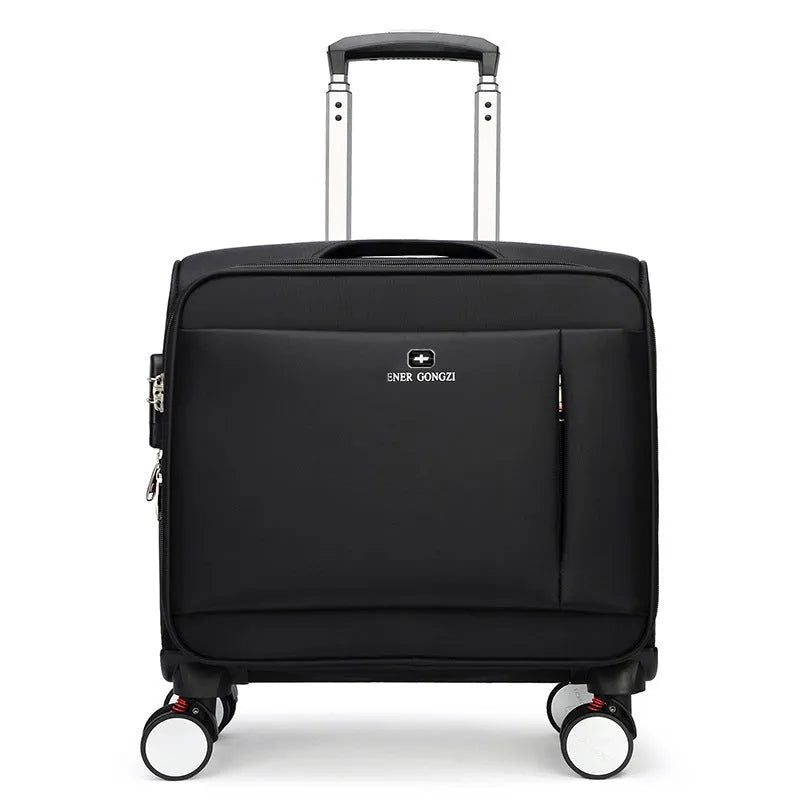 Black 18-inch Oxford cloth business travel suitcase with universal wheels