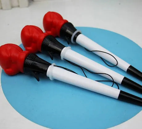 Four pressure relief boxing pens with black ink and 0.7mm bullet tips showing plug-in sleeve design