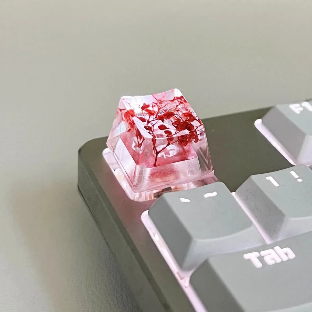 High transparency starry sky design resin keycap for mechanical keyboards in green colour.