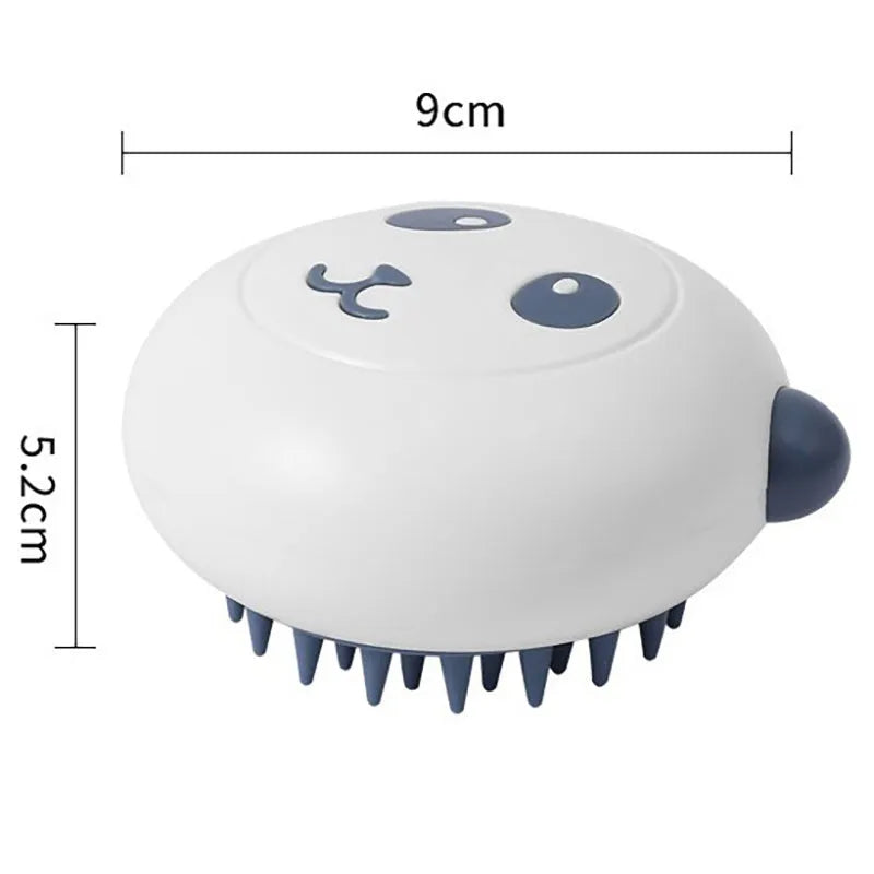 Panda-shaped silicone pet bath brush with soft bristles for cats and dogs