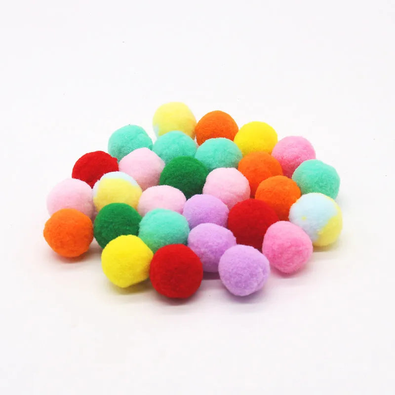 Interactive dog toy launcher gun with soft plush yarn balls for fetch games.