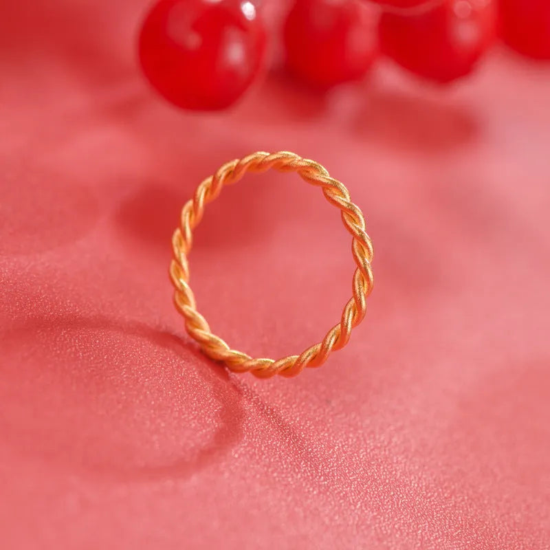 Brass gold plated women's bracelet ring showing twist, matte, and glossy finish options