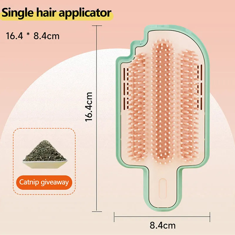 Ice cream cone shaped cat scratching toy with grooming massager function