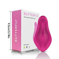 Rose red wearable female massager with cute butterfly design and smartphone app control