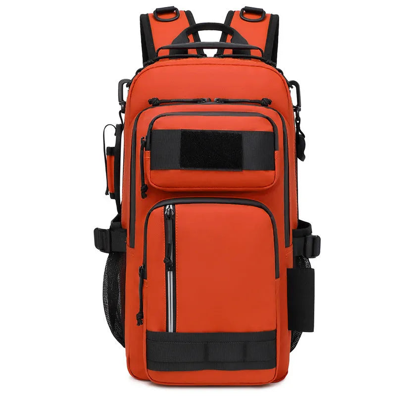 Large orange and black Derm outdoor hiking backpack with 20-35 litre capacity