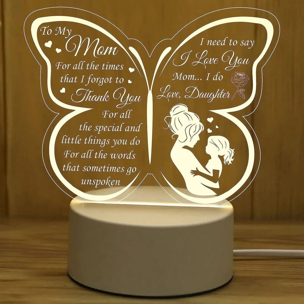 Heart-shaped clear acrylic table lamp with touch control on desk