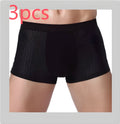 Men's solid colour ice silk boxer briefs with U-convex design on a white background