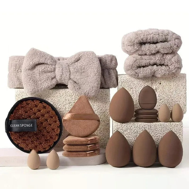 Hydrophilic non-latex beauty tools set with multiple piece counts and colour options