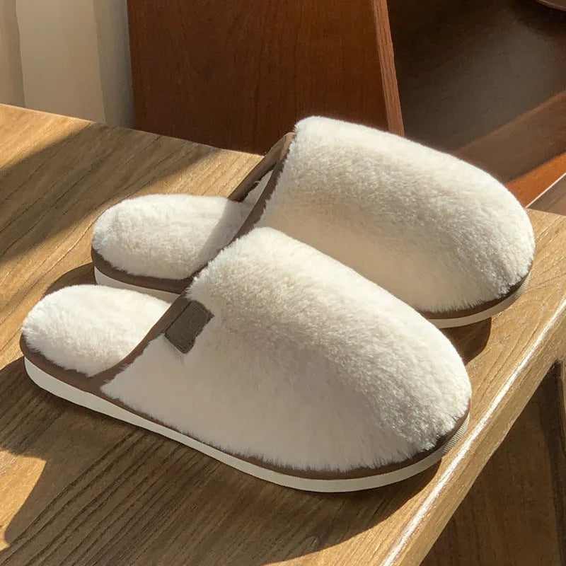Solid colour PVC winter plush slippers with non-slip soles in multiple colour options