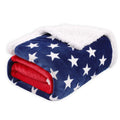 Striped polyester blanket in American style showing three size options