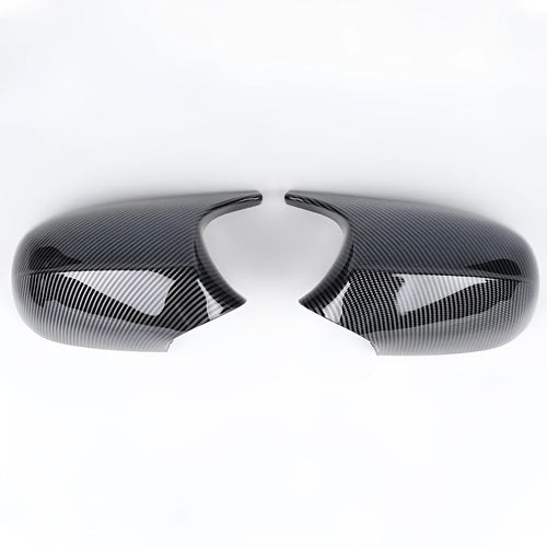 Pair of black ABS plastic rearview mirror housing shells for BMW 3 Series E90.
