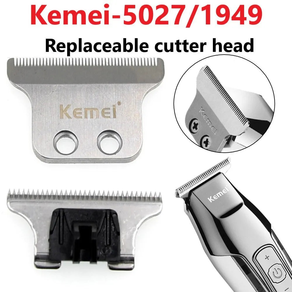 Barber scissors with LCD display showing battery level and stainless steel cutting heads