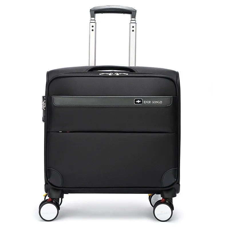 Black 18-inch Oxford cloth business travel suitcase with universal wheels