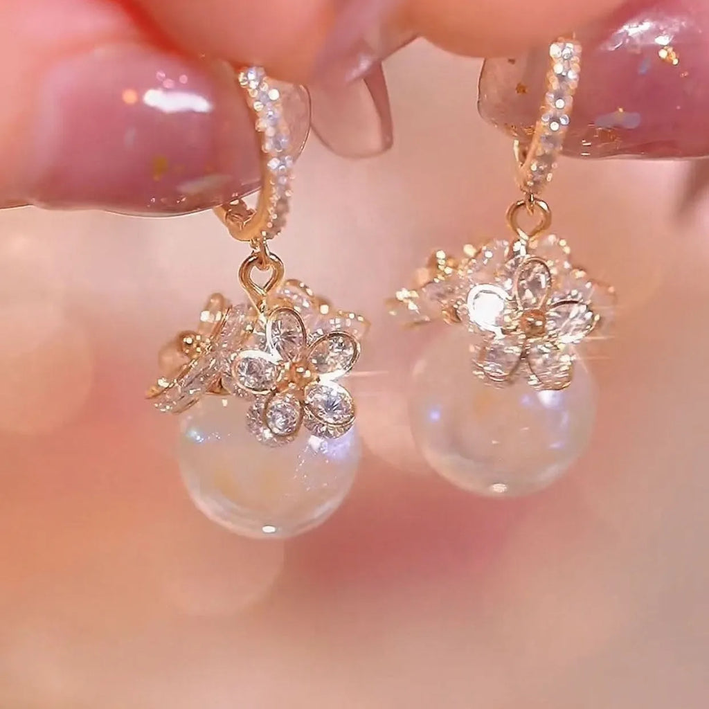 Rose gold electroplated geometric zircon earrings for women showing copper construction and multiple colour options