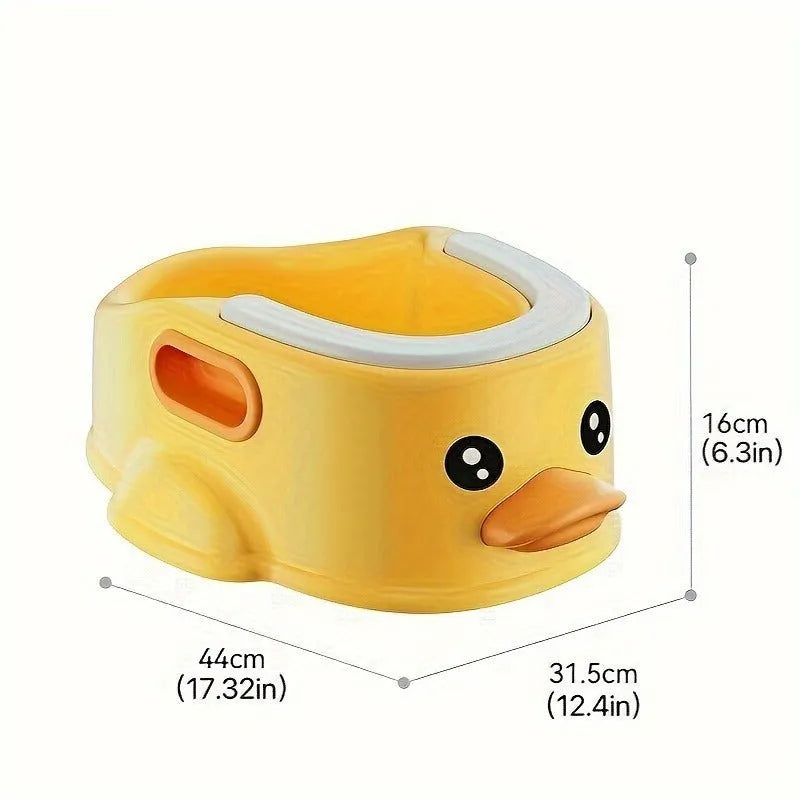 Blue duck-shaped PVC bathtub for washing a small dog or cat, non-electric and portable.