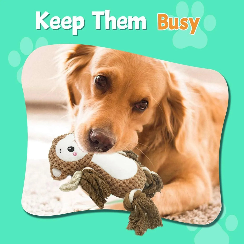 Lion and monkey plush squeaky dog toys for medium and large breeds