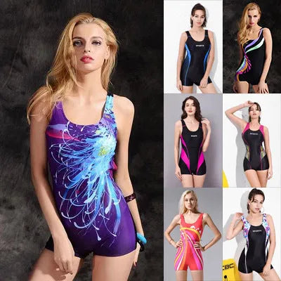 Women's quick-drying one-piece swimsuit in polyester with sleeveless conservative design