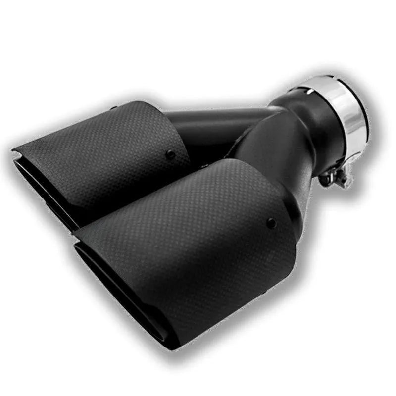Black carbon fibre car exhaust pipe with double outlet tail nozzle, 250mm modification silencer