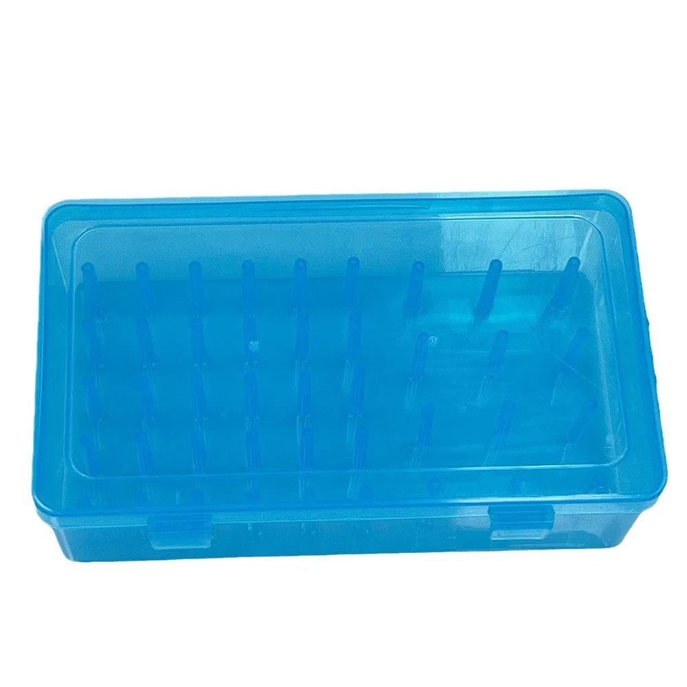 42 compartment plastic embroidery storage box in transparent, pink, or blue colours