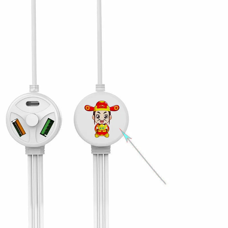 PDPVC mobile phone charging cable with multiple interface connectors showing USB, Mini USB, Micro USB and TYPE-C ports