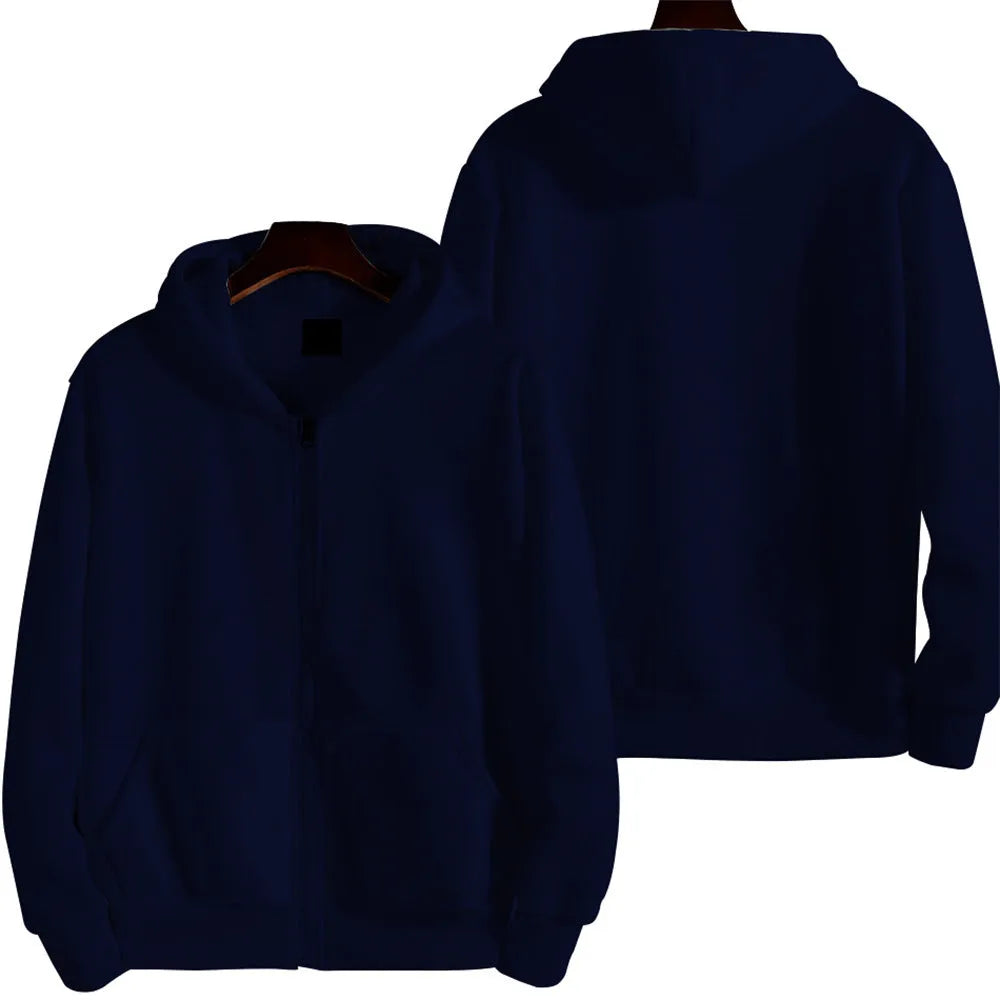 British loose sports American zipper jacket for men in solid colours with cardigan style and no padding design