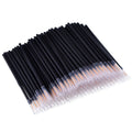 One hundred black disposable eyeliner brushes with ultra-fine pointed tips and clear plastic protective sleeves
