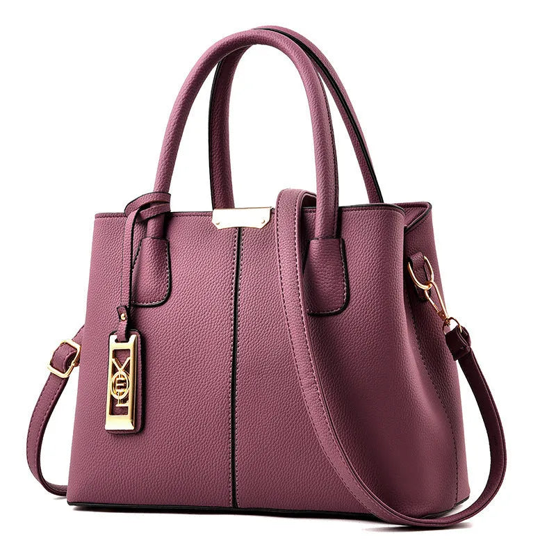 Soft PU women's tote bag in a horizontal square shape with a single leather shoulder strap, shown in a plaid pattern.