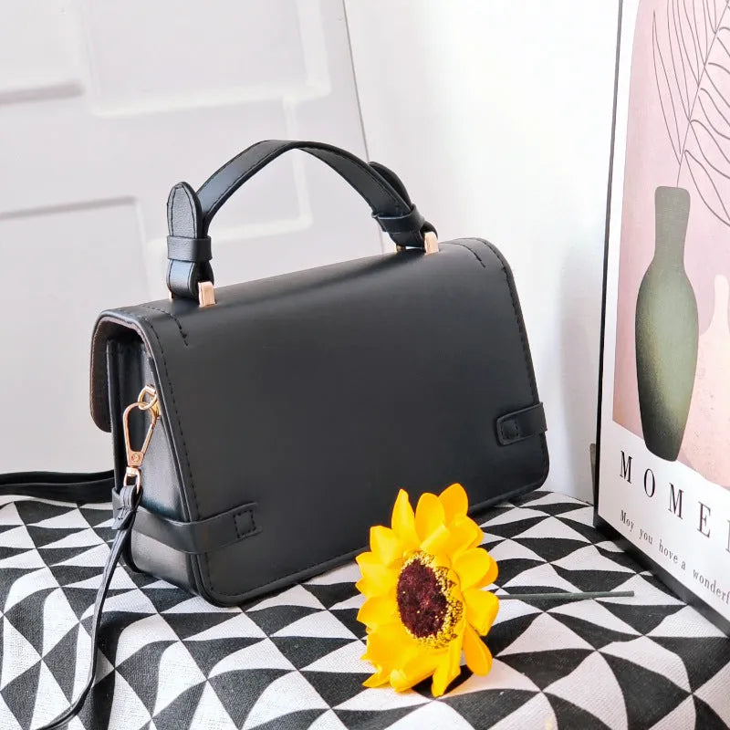 PU leather retro square crossbody bag with floral embroidery and diamond stitching pattern
