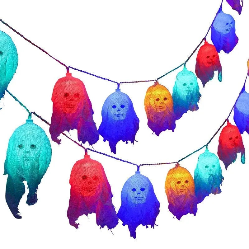 Battery-powered Halloween coloured LED lights with plastic housing for indoor wall decoration